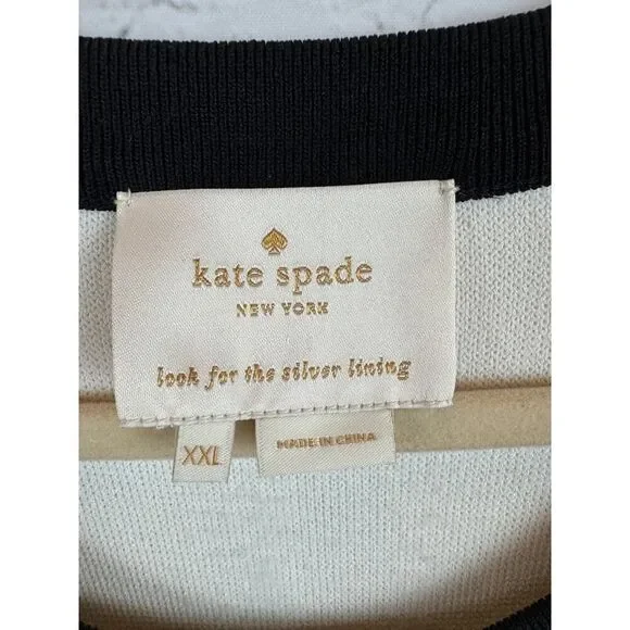 KATE SPADE NEW YORK black white striped A-line short sleeve knit dress XXL - coffeafoods.com KATE SPADE NEW YORK black white striped A-line short sleeve knit dress XXL - coffeafoods.com
